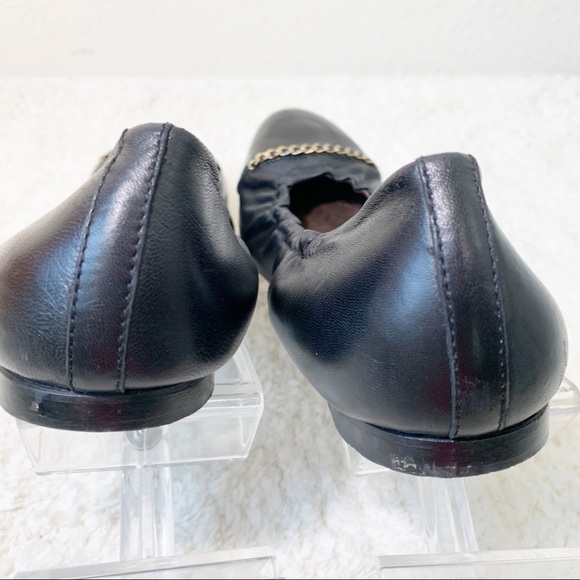 AGL Chain Detail Cap Toe Leather Ballet Flats - Picture 7 of 8